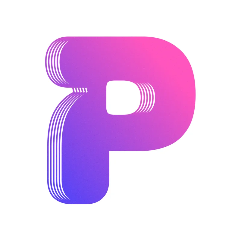 The Pic Prune app icon: a purple to pink P.